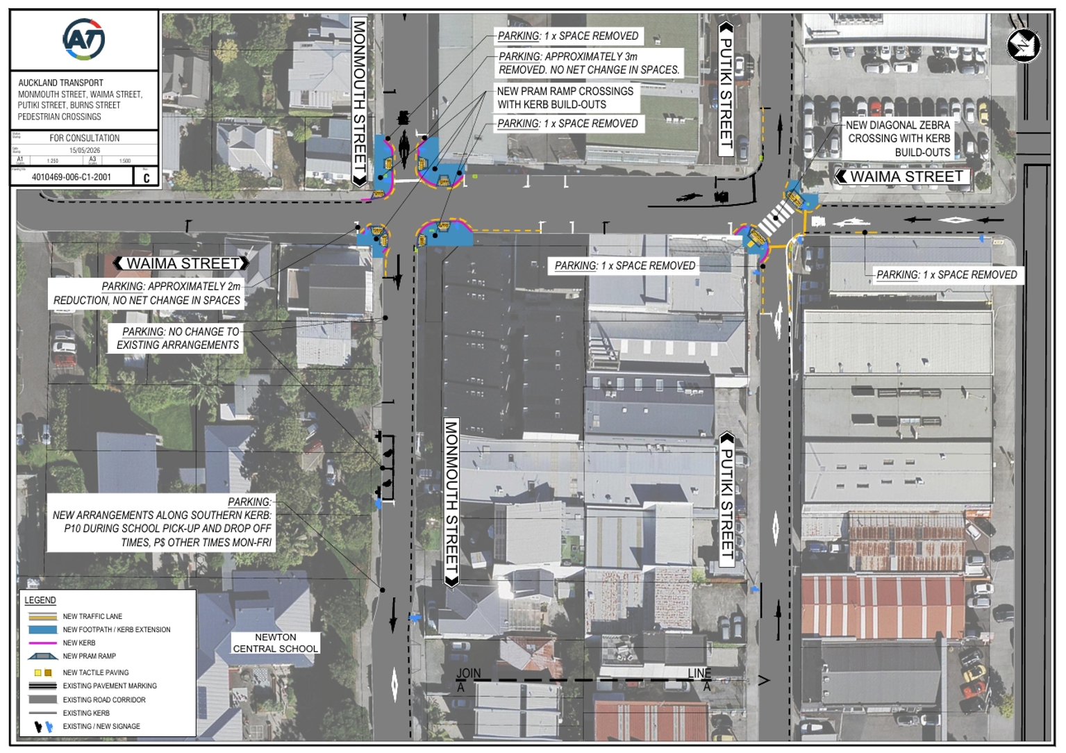 Map showing the area around Monmouth Road where works are planned.