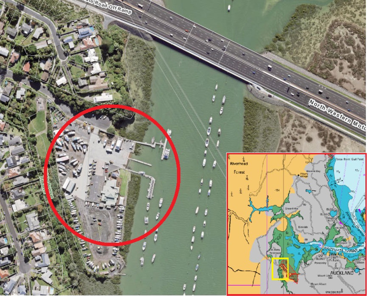 Map of the area for Distress Signal Training at Te Atatu Boating Club.