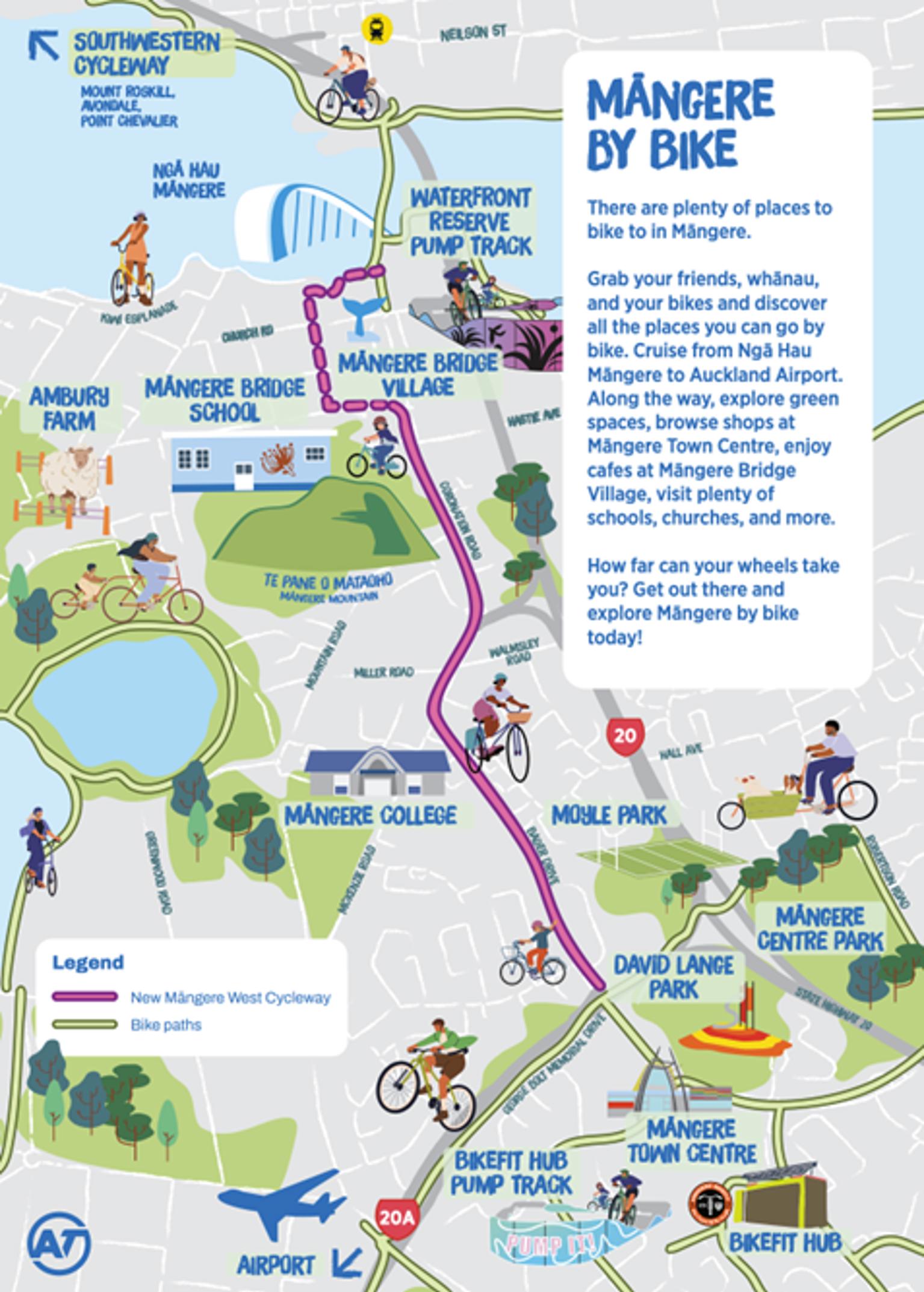 Moyle Park shared path within Māngere cycling network