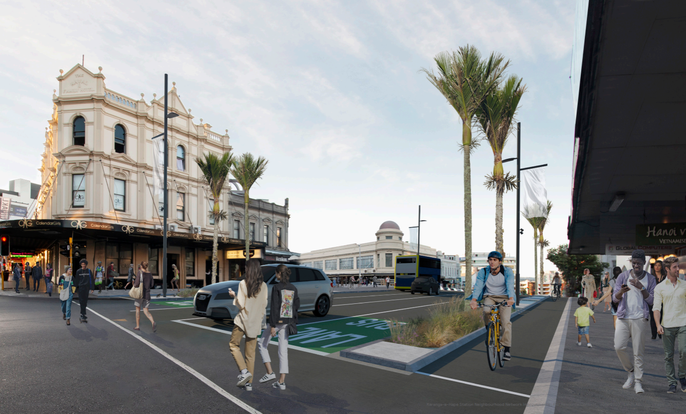 Render of Karanga-a-hape road precinct