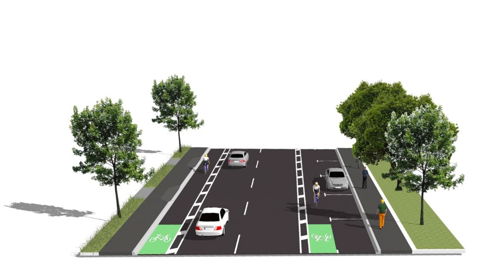 Buffered cycle lane