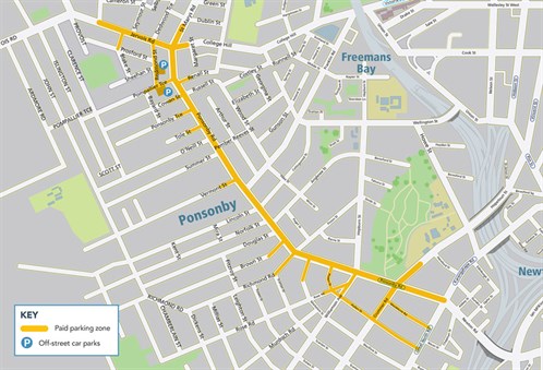 Ponsonby Paid Parking Zone Map