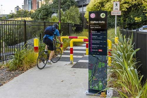 Entrance to Grafton Gully cycleway