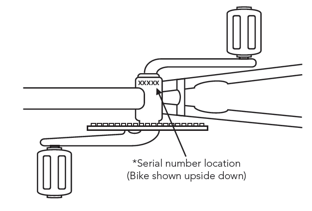 Diagram showing where the serial number can be found on your bike