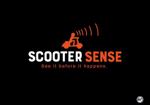 Graphic of person on a scooter trying to sense potential dangers before they happen