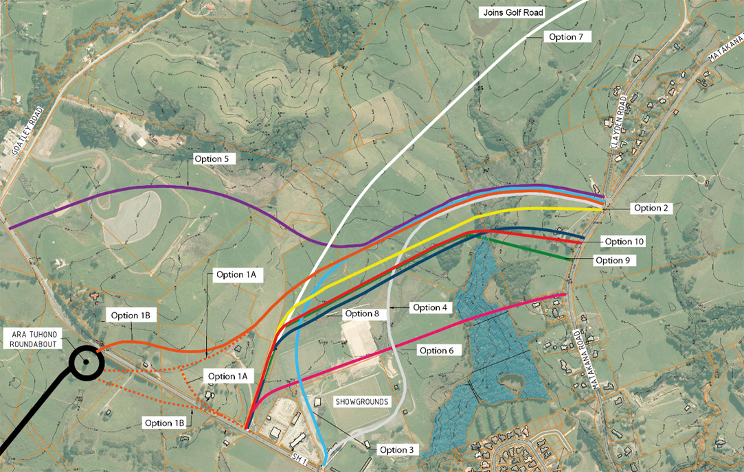 Map of long list of options for SH1 link