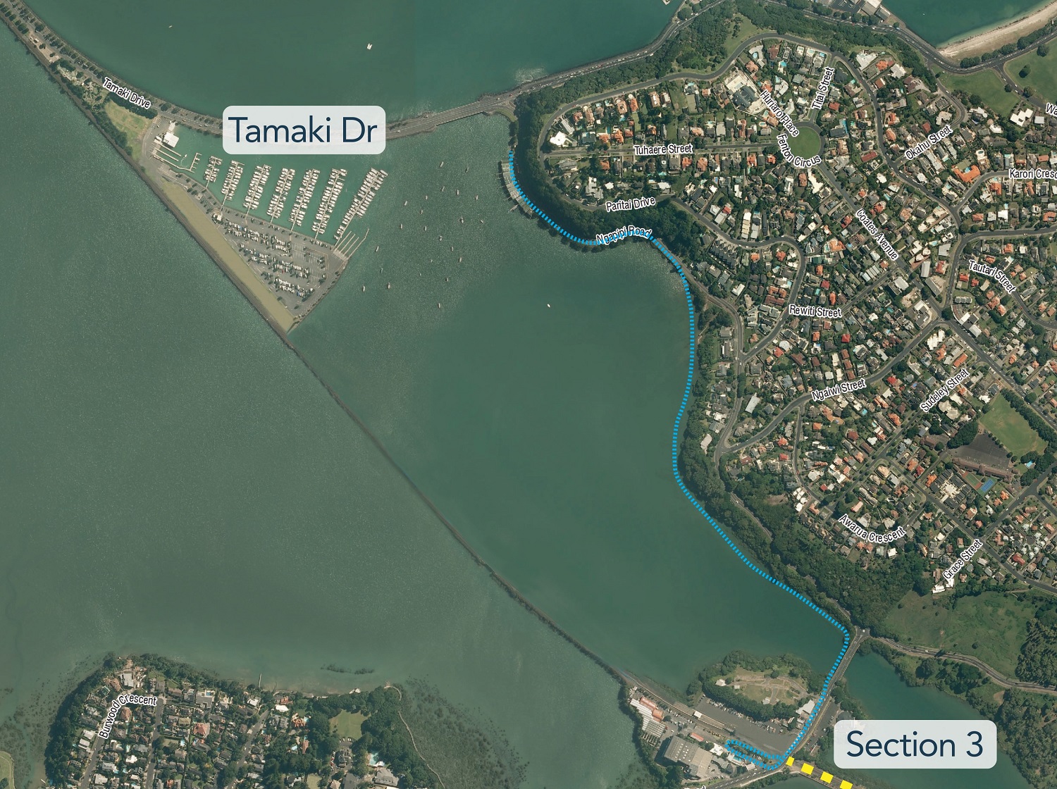 GI to Tāmaki Dr Shared Path section 4 map