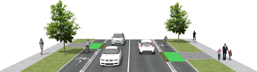 Cross-section of Pt England Rd westbound direction