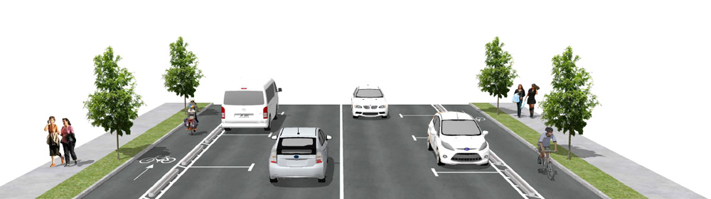 Cross-section Stonefields Ave northbound direction