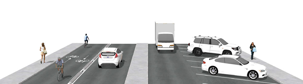 Cross-section Taniwha St westbound direction