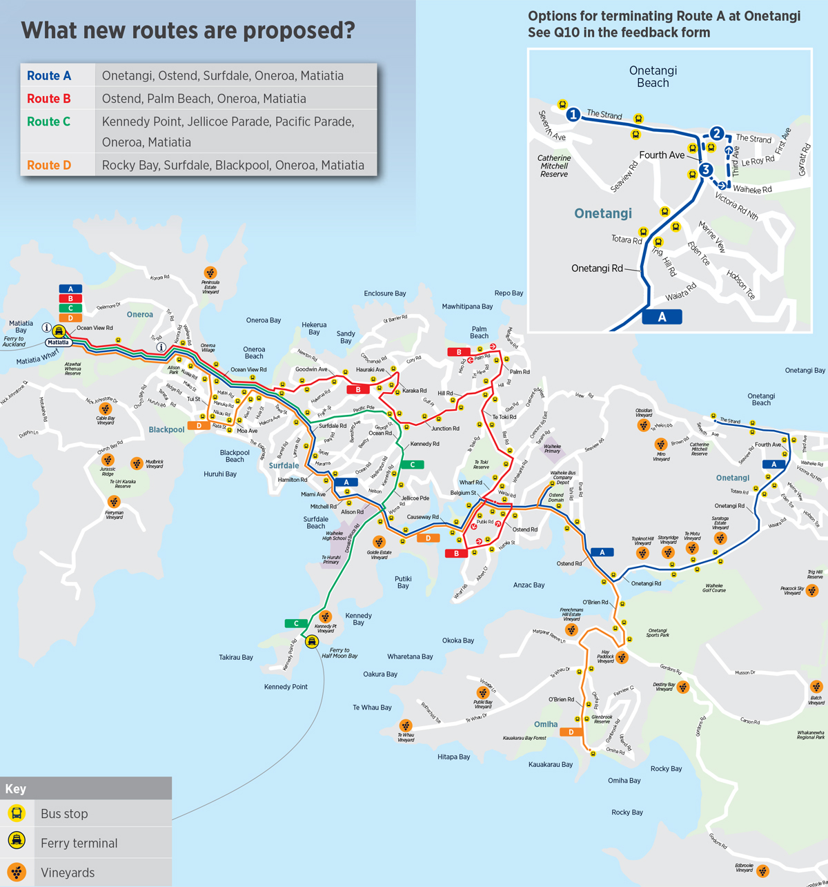 Waiheke Island Bus Map