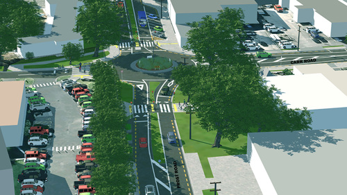 Artists impression of improvements to Carr Road and Frost Road roundabout