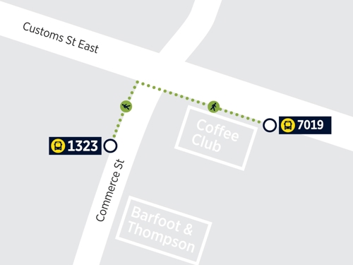 Walking Map From Commerce Street to Customs Street East