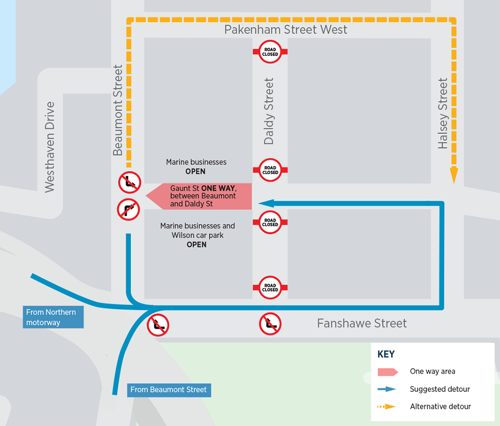 2019 Wynyard Quarter traffic map
