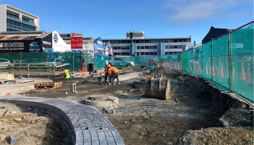 The new footpath at the corner of Daldy Street and Gaunt Street.