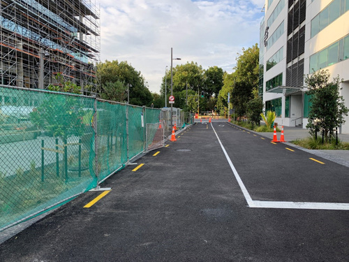 View of Daldy Street prior to reopening to the public.