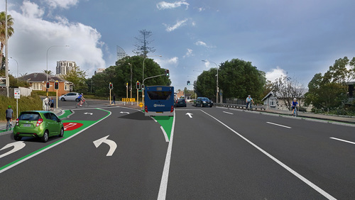 Artists impression of the Lake Road/Esmonde Road improvements.