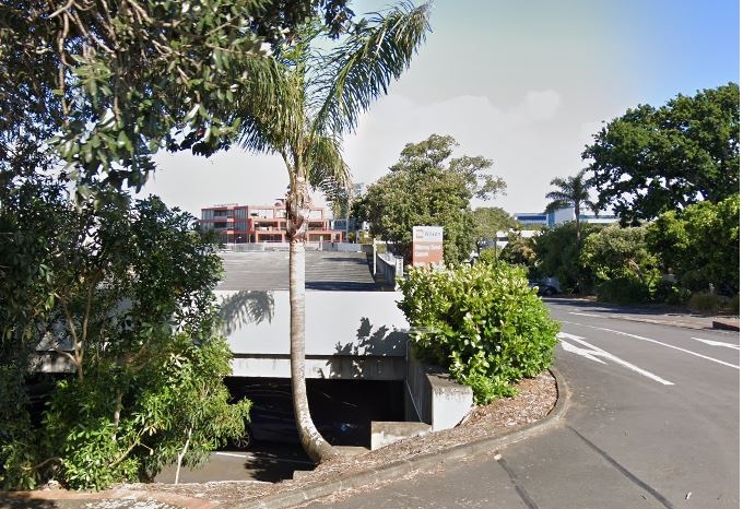 Entrance to Killarney car park in Takapuna.