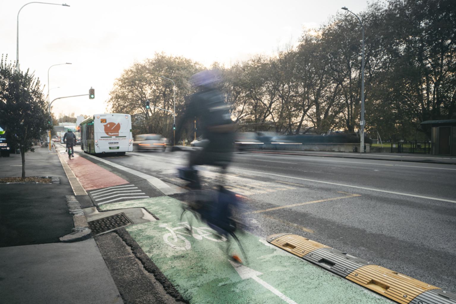 Cyclist on Victoria Street cycleway