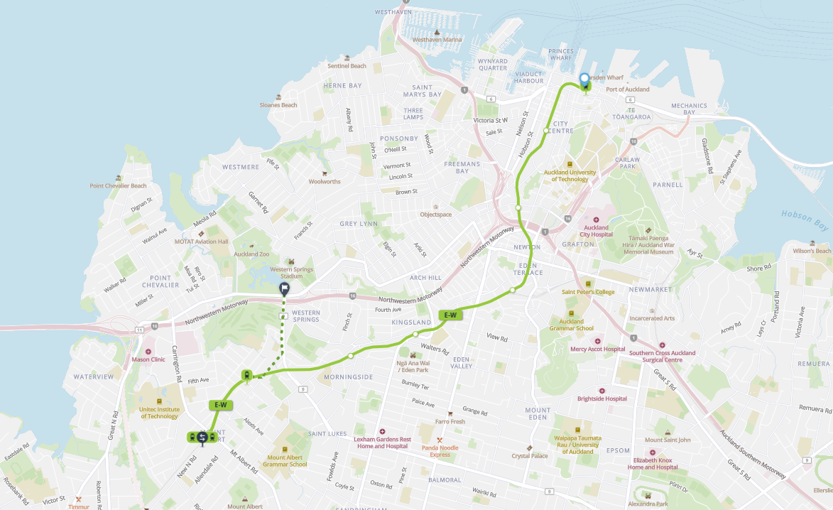 City Centre to Western Springs Bowl train journey