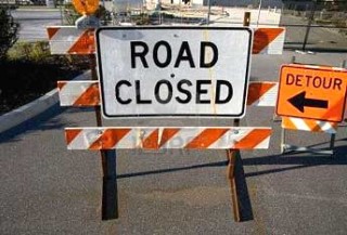Road closed sign