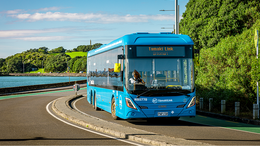 Bus on waterfront