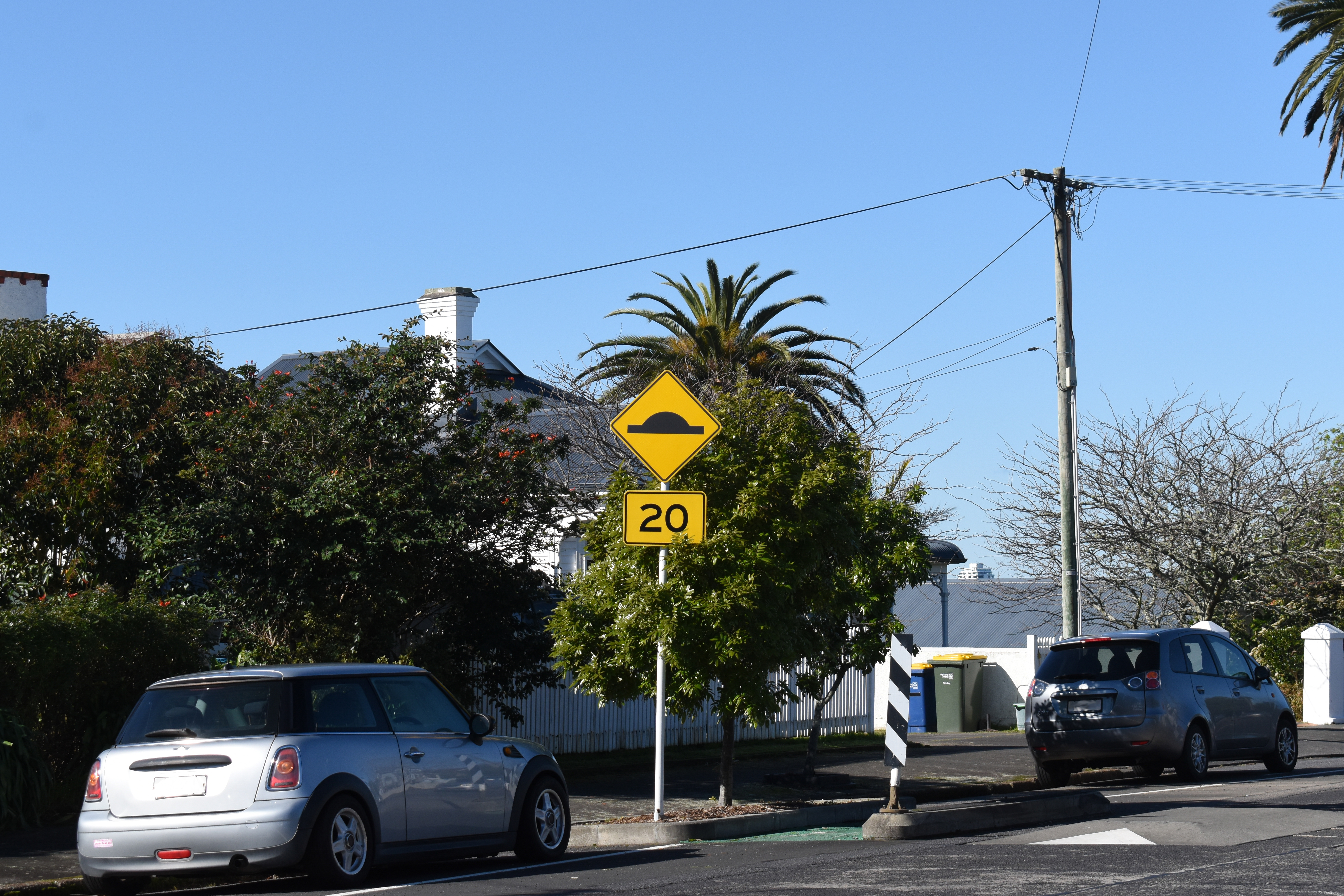 Speed hump warning sign