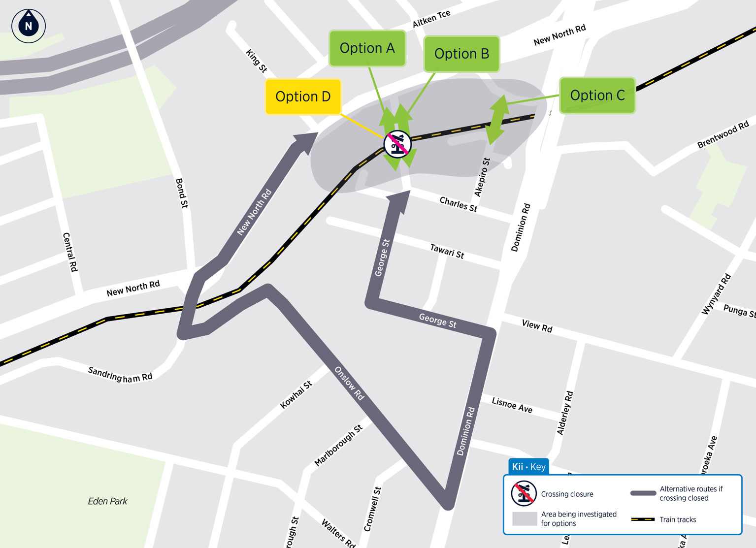 Map showing options. 