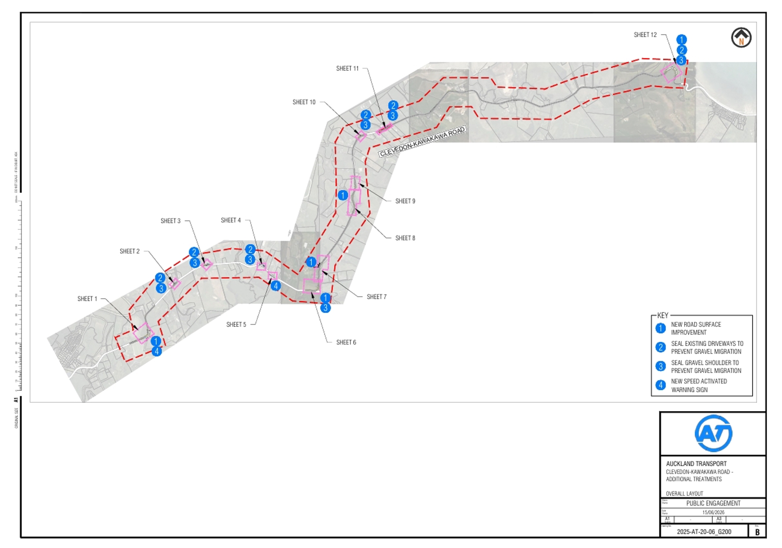 Map showing the full overview of the Clevedon-Kawakawa Road project plan.