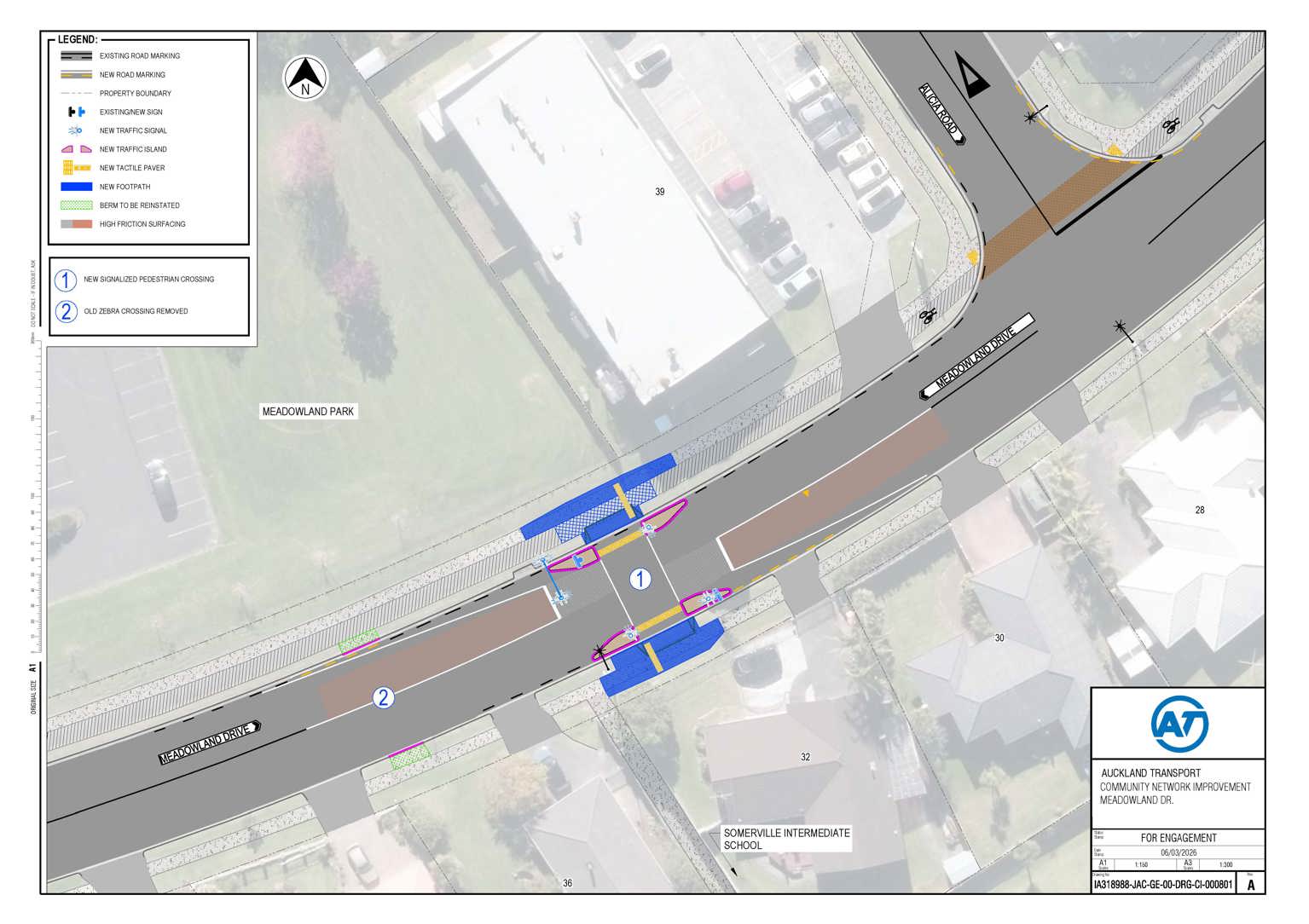Design drawing for Meadowland Drive.