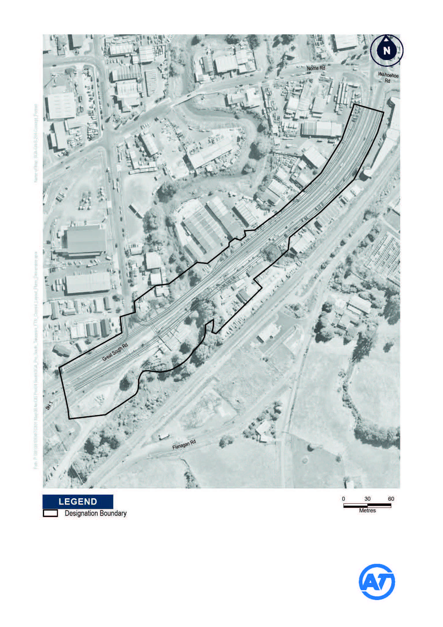 Aerial map showing the project corridor and boundary for designation 1489.