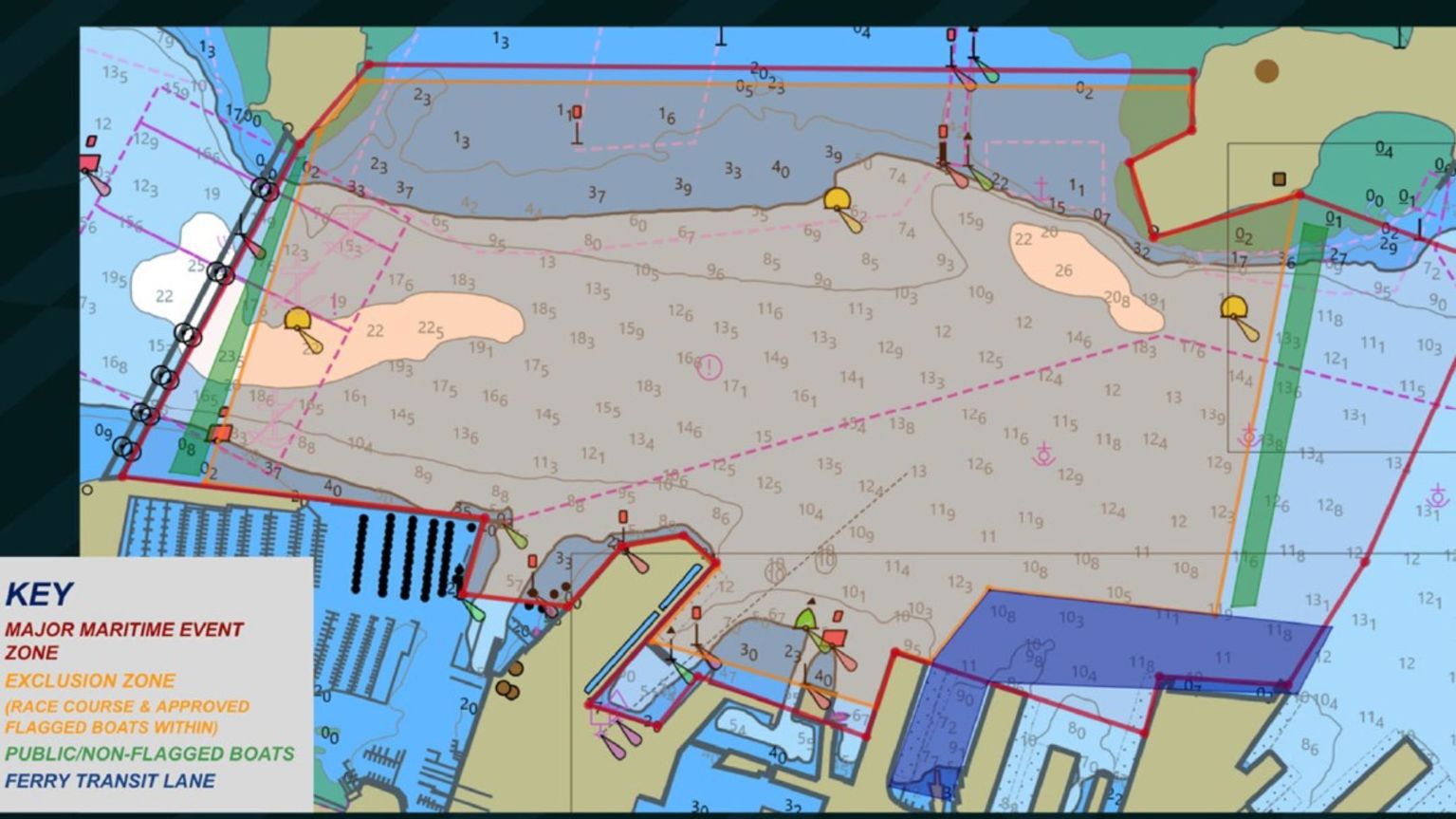 Map of SailGP exclusion zone