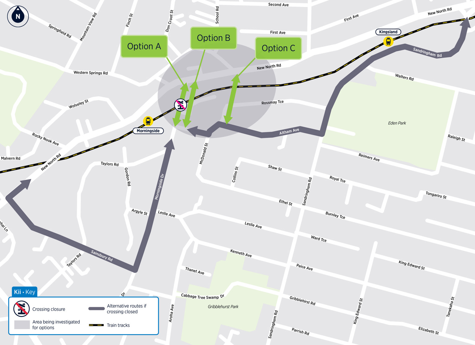 Map showing options. 