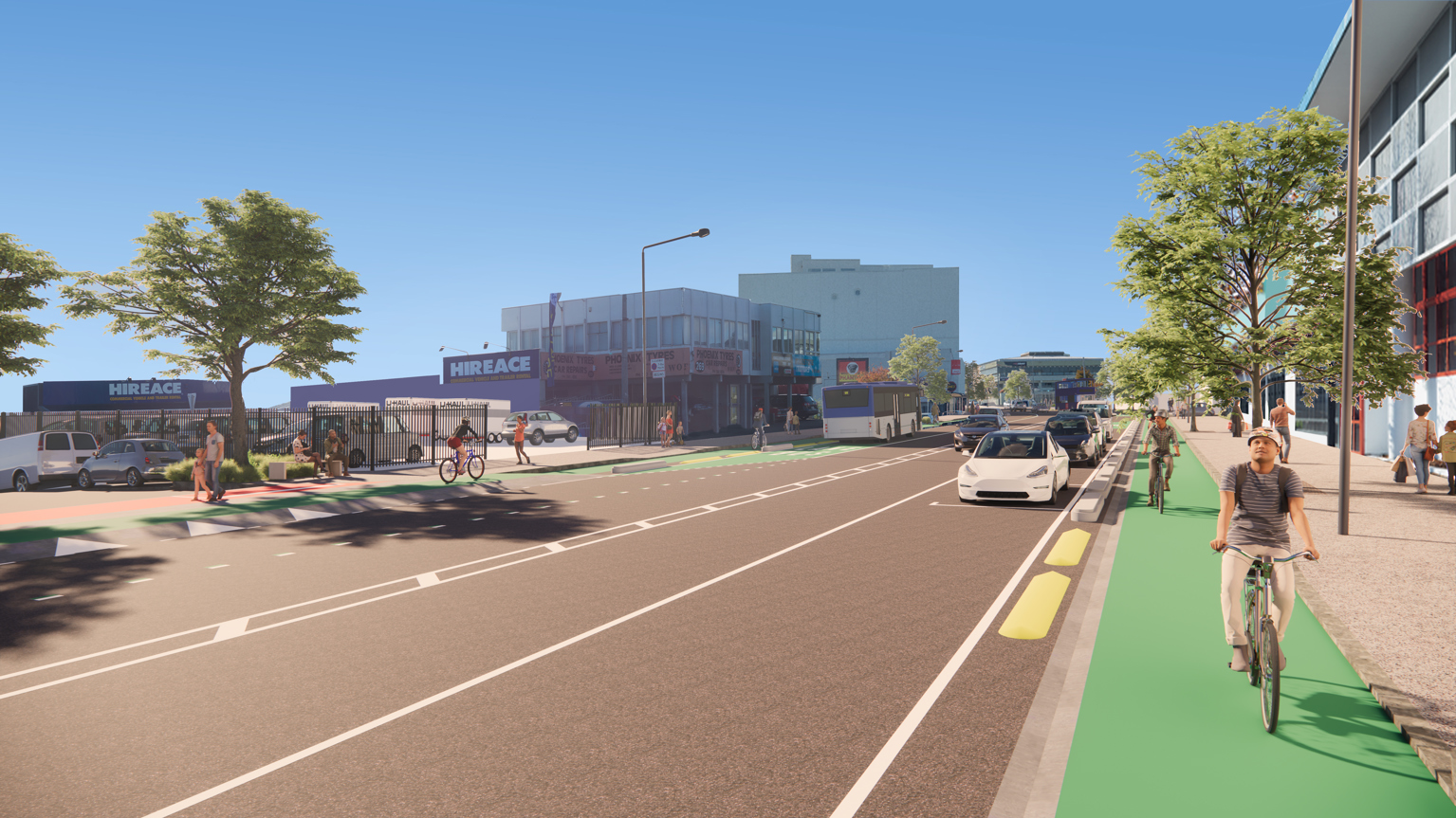 View towards the city from the intersection with Beaconsfield Street.