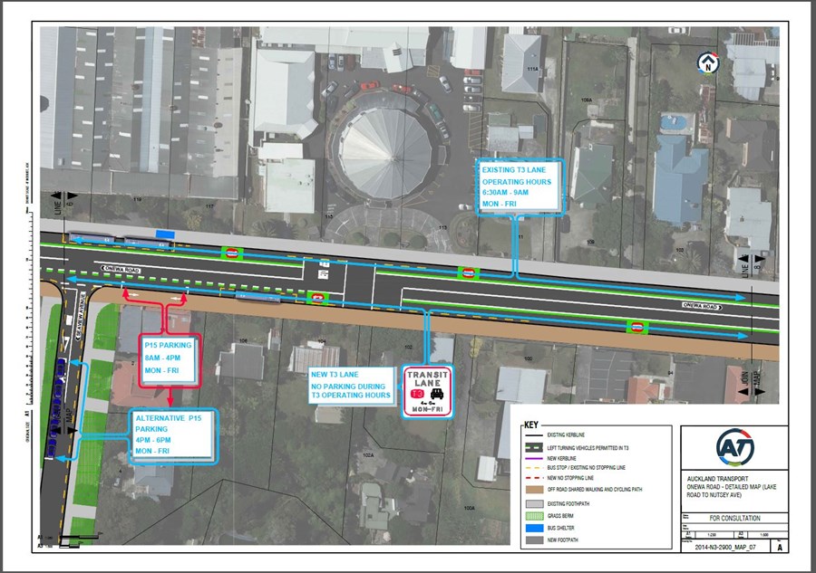 Onewa T3 Transit Lanes - Seaview Avenue to 107 Onewa Road