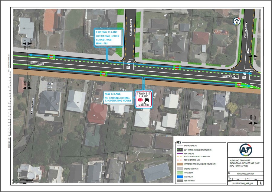 Onewa T3 Transit Lanes 101 Onewa Road To Nutsey Avenue
