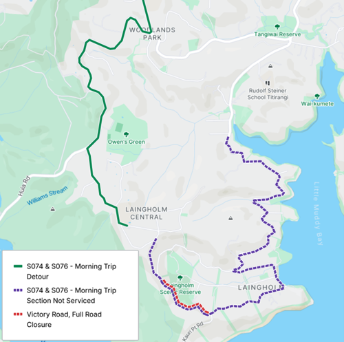 School buses 074 and 076 morning detours