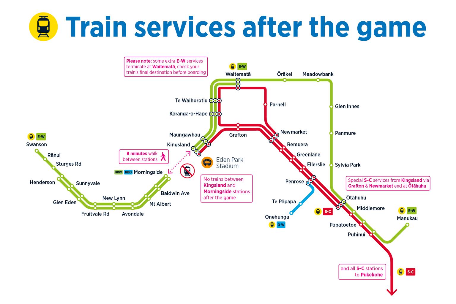 Train services available after the game in an image 