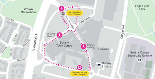 Botany Town Centre temporary bus stop changes