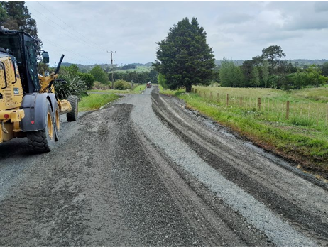 Unsealed gravel road being turned into a sealed road.