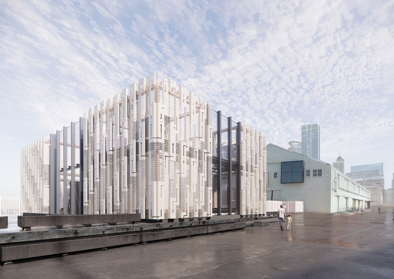 Downtown electric ferry charging project building