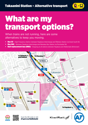 Takaanini Train Station - Alternative transport map