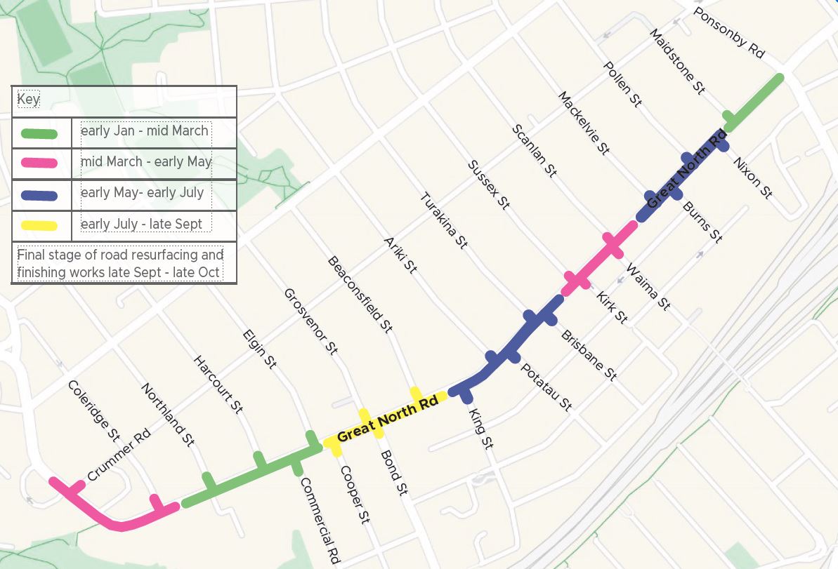 Map of the planned improvements to Great North Road.