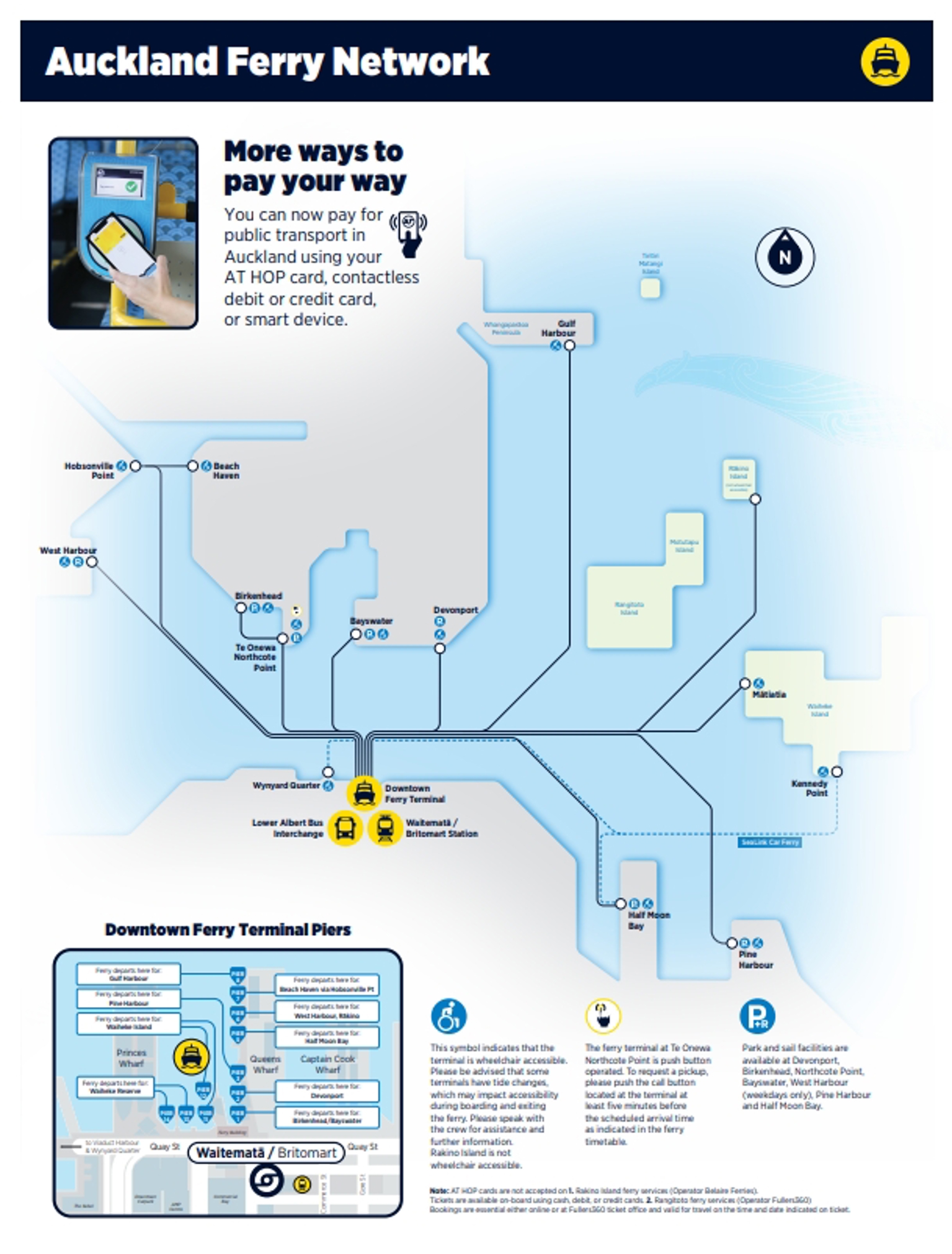 Map showing Auckland's ferry network