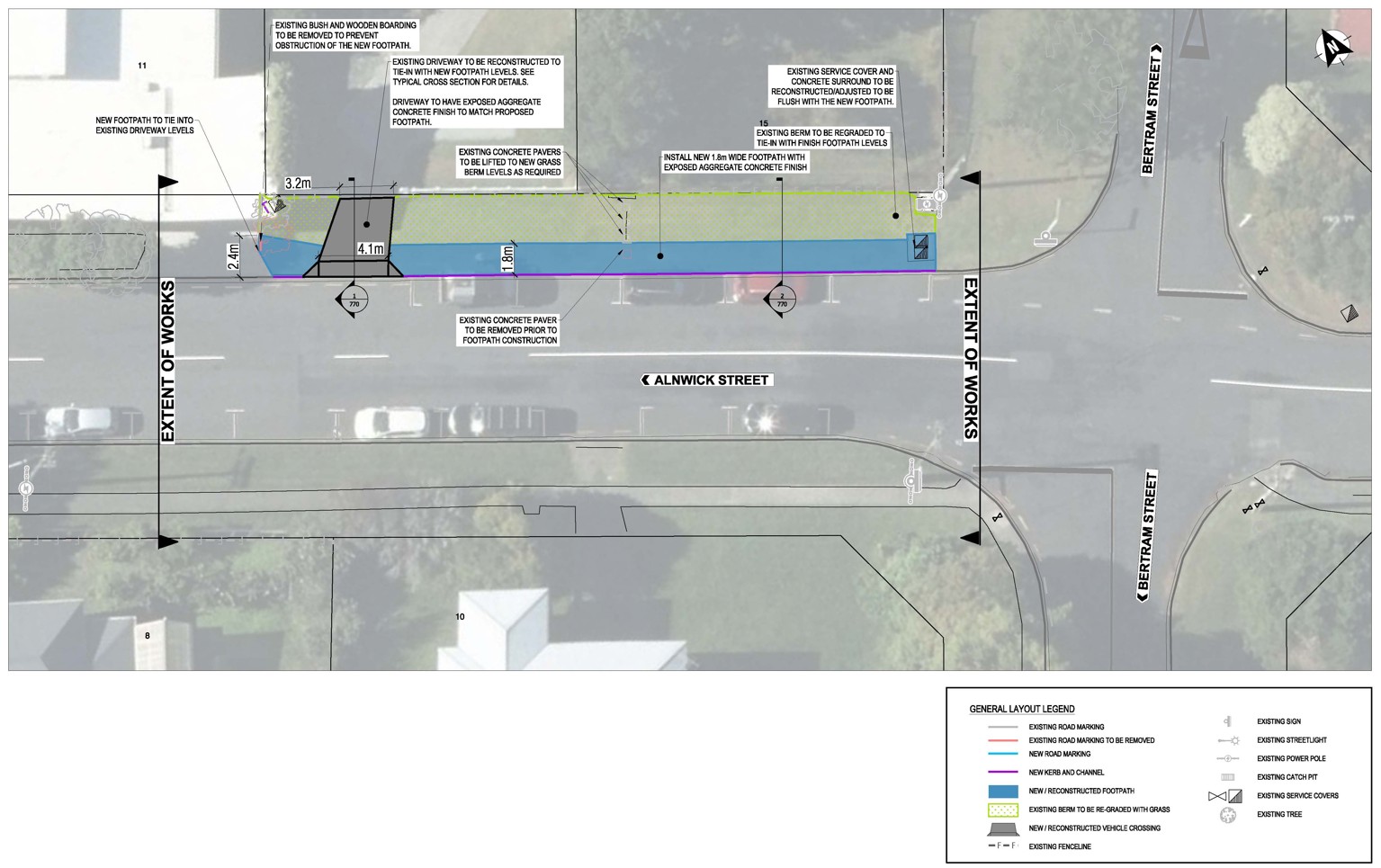 Alnwick Street footpath proposal drawing.