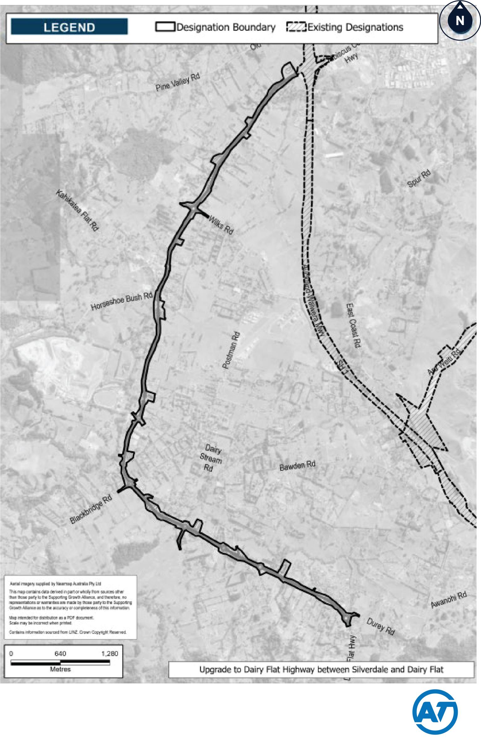 Aerial map showing the project corridor and boundary for designation 1497.