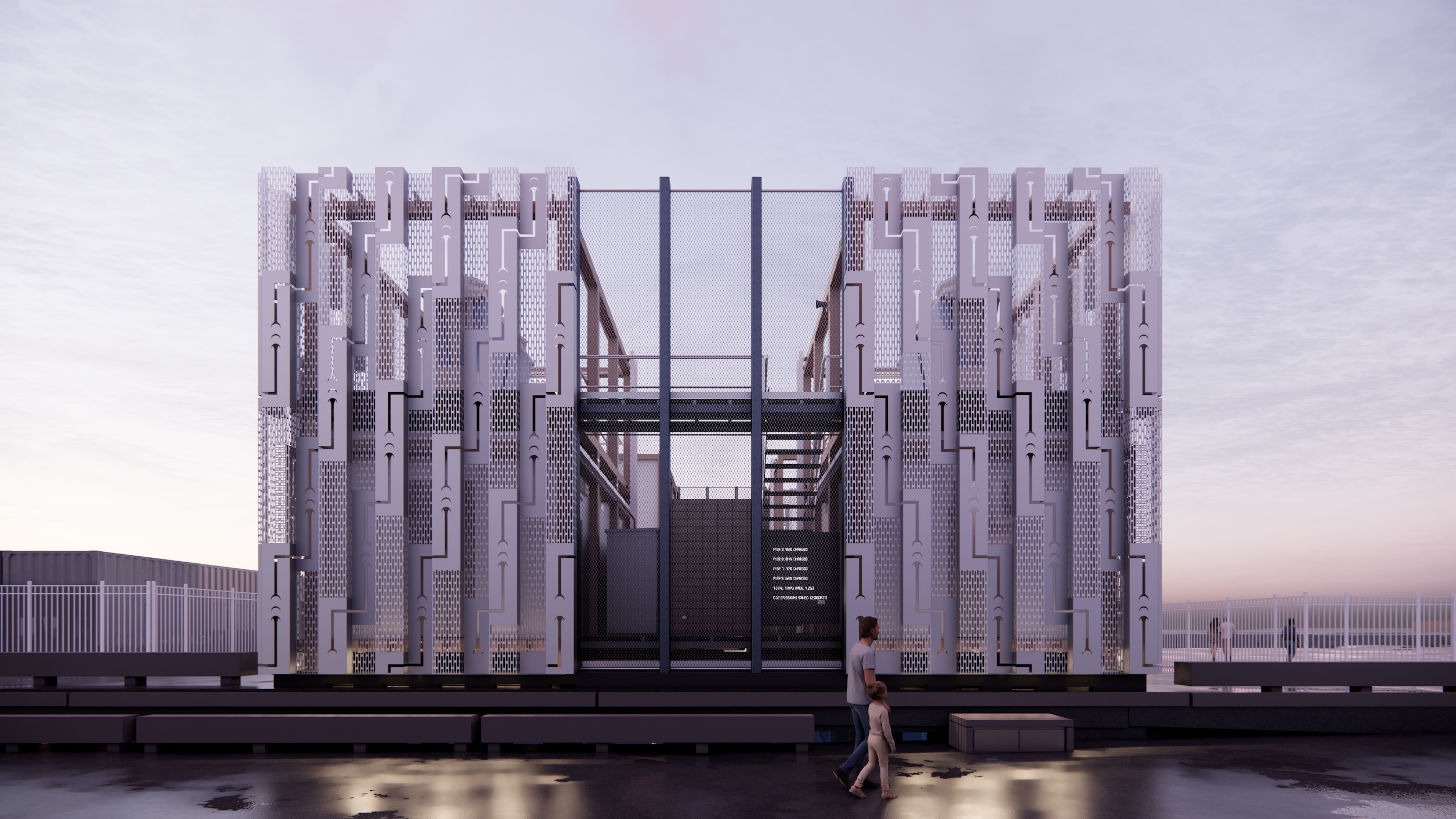 Concept drawing showing the front of the Queens Wharf charger building