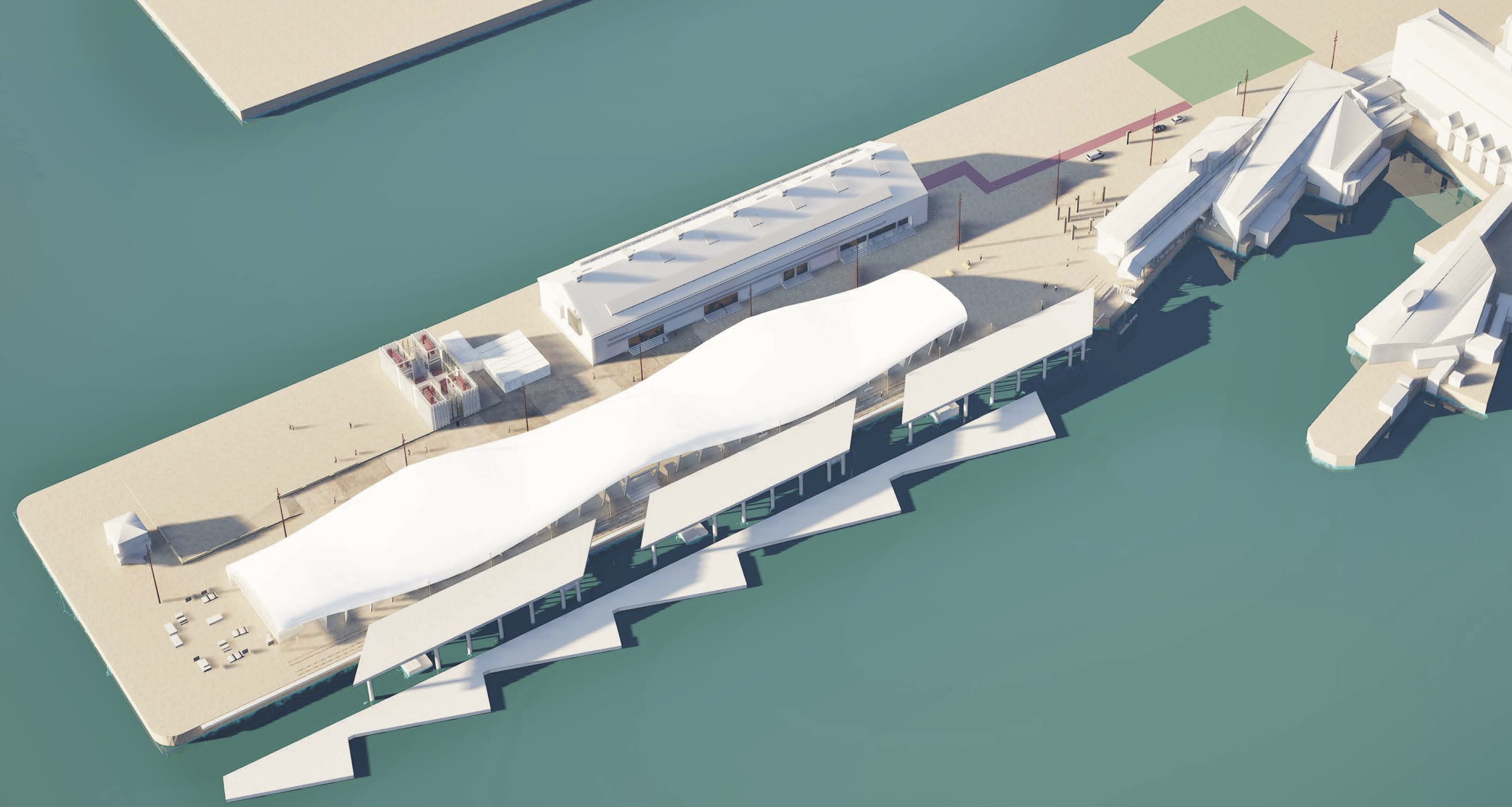 Queens Wharf concept drawing from a bird's eye view.