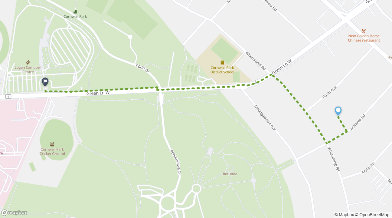 Greenlane to Auckland Showgrounds walking route map
