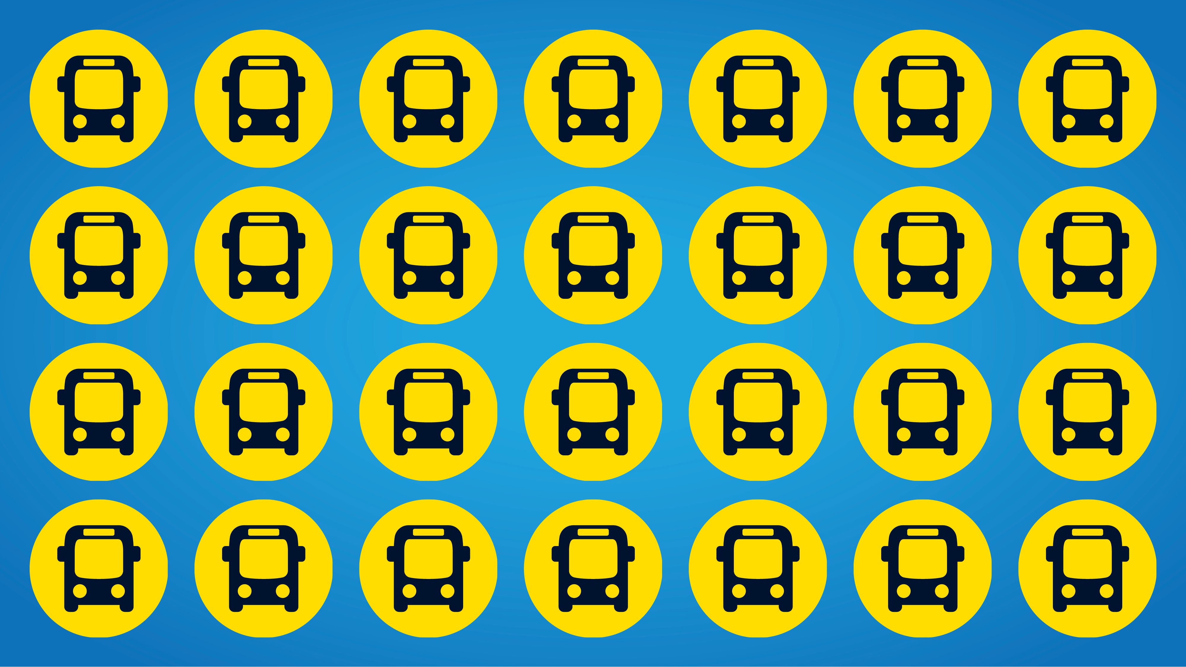 A repeating pattern made up of a high number of bus icons. 